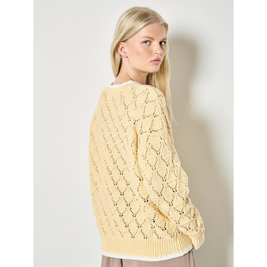 APRICOT Maglione in maglia pointelle con orlo a punto coperta  