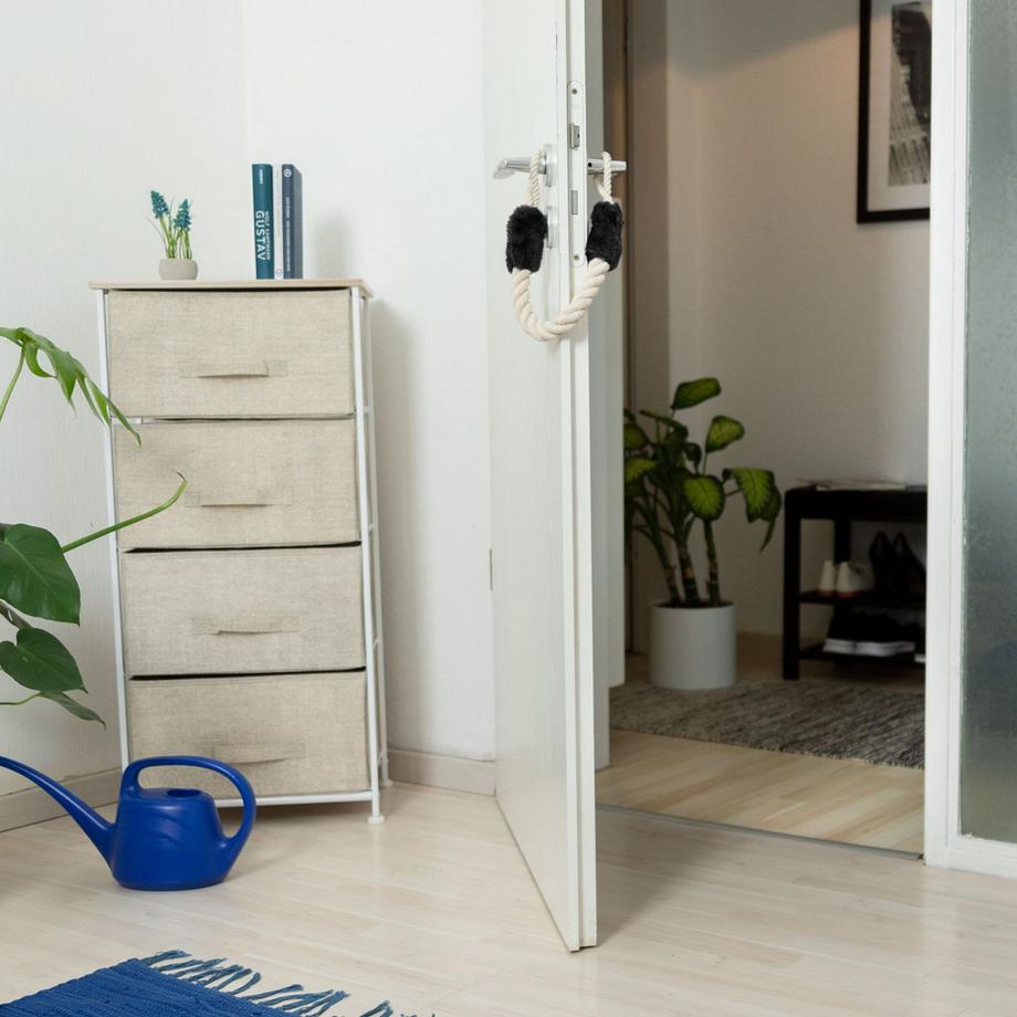 Northix Set di 2 fermaporta in corda neri  