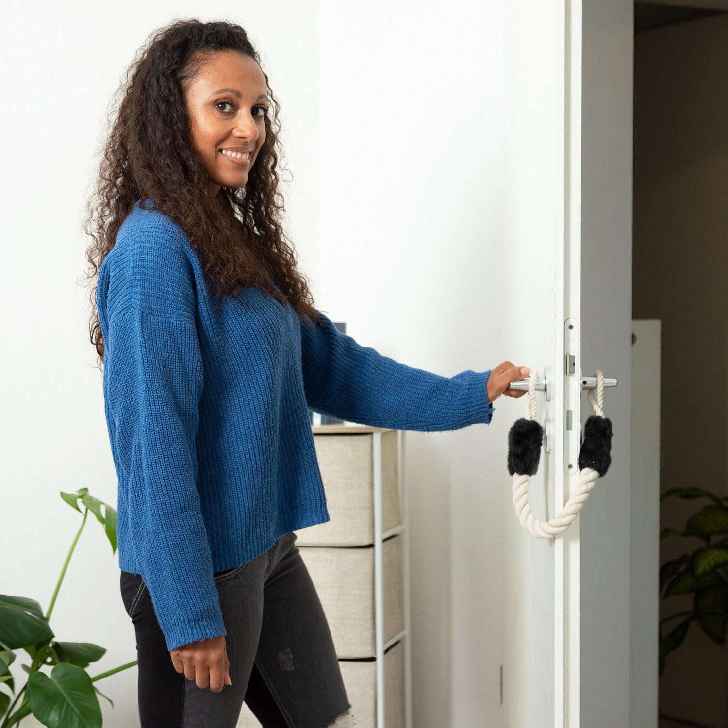 Northix Set di 2 fermaporta in corda neri  