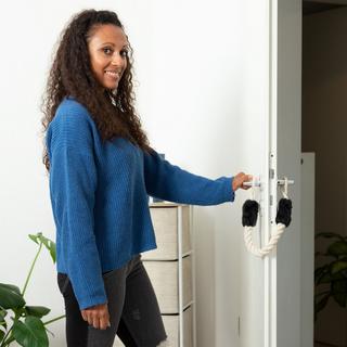 Northix Set di 2 fermaporta in corda neri  