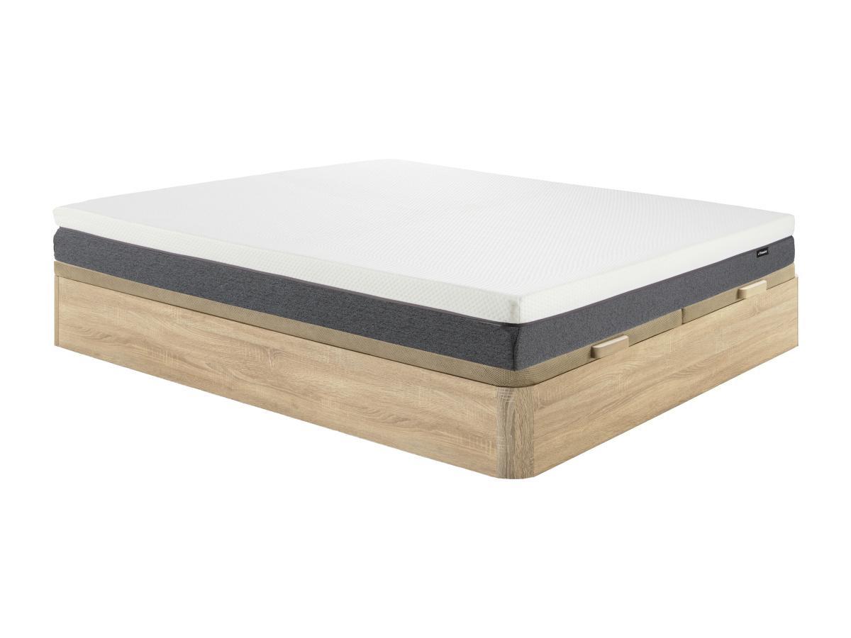 Ysmée Ensemble 180 x 200 cm sommier coffre naturel clair + matelas mousse HD 7 zones et accueil mémoire de forme déhoussable ép.20cm - KELIH de YSMÉE  