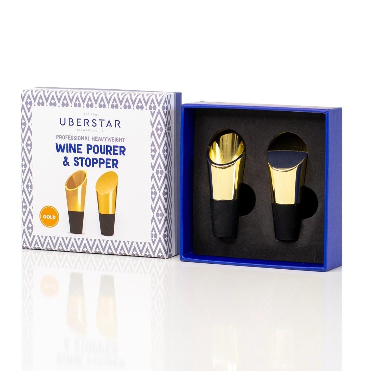 Uberstar Weinausgiesser & Weinstopper 2er Set Gold  