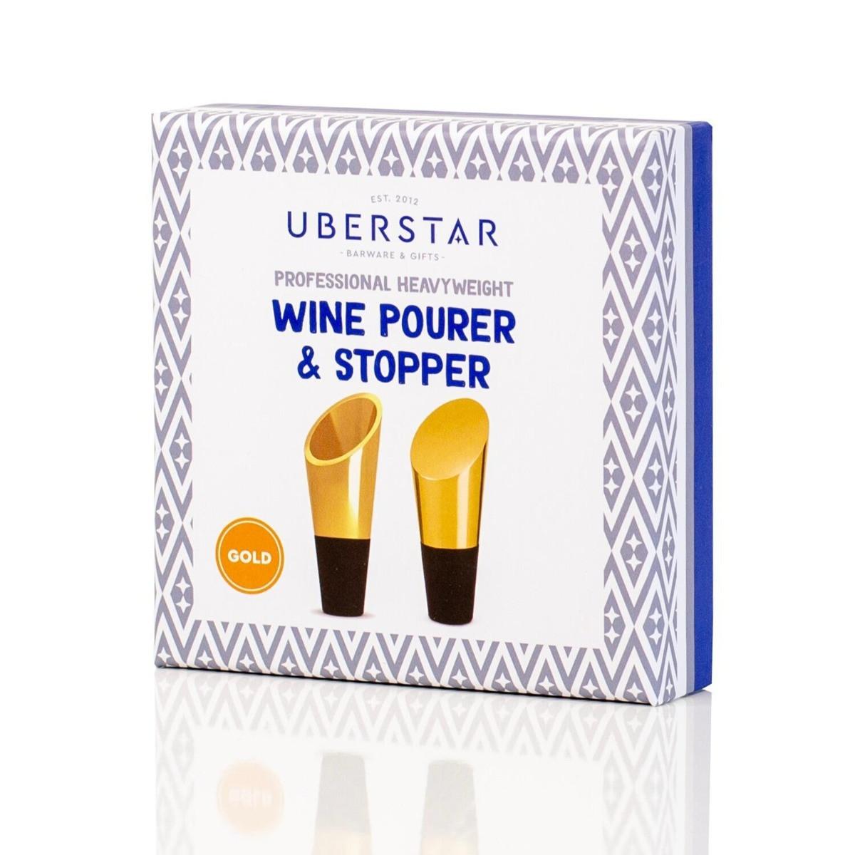 Uberstar Weinausgiesser & Weinstopper 2er Set Gold  