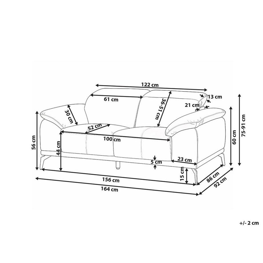 Beliani Canapé 2 places en Cuir écologique vegan Moderne VEJEN  