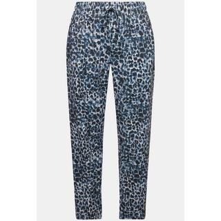 Ulla Popken  Pantaloni di jersey con design leopardato, cintura elastica e tasche con zip 