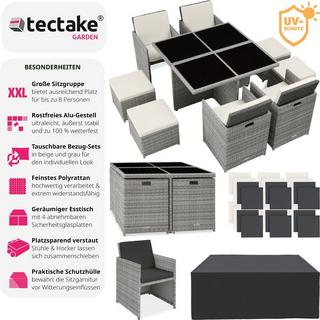 Tectake Aluminium Rattan Sitzgruppe Manhattan 4+4+1 mit Schutzhülle  