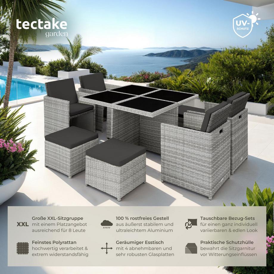 Tectake Salon de jardin MANHATTAN avec cadre en aluminium  