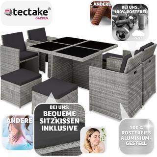 Tectake Aluminium Rattan Sitzgruppe Manhattan 4+4+1 mit Schutzhülle  