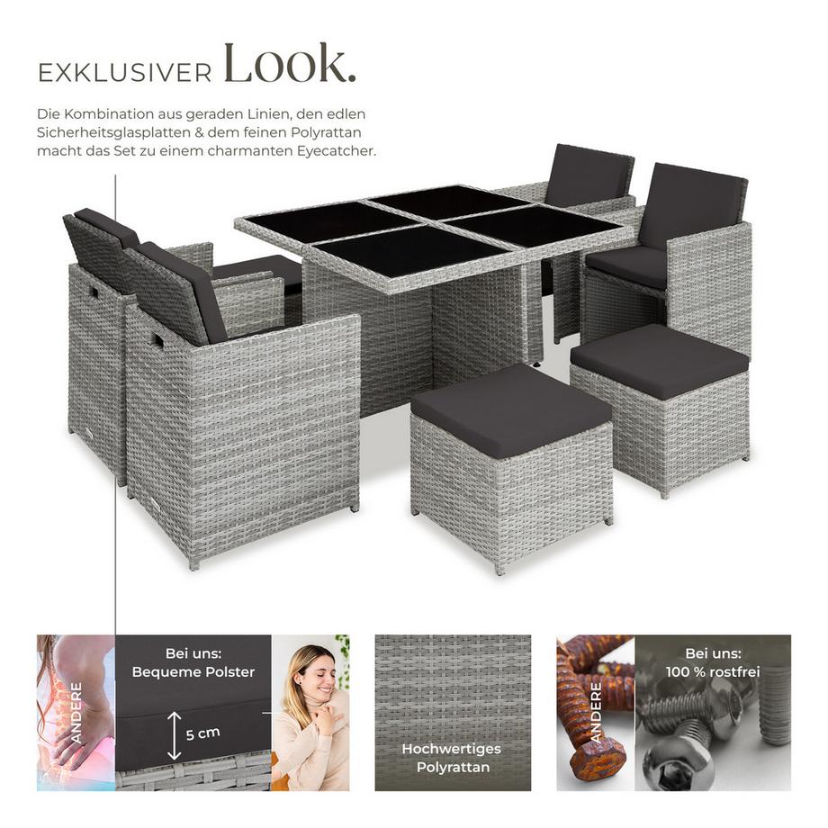 Tectake Salon de jardin MANHATTAN avec cadre en aluminium  