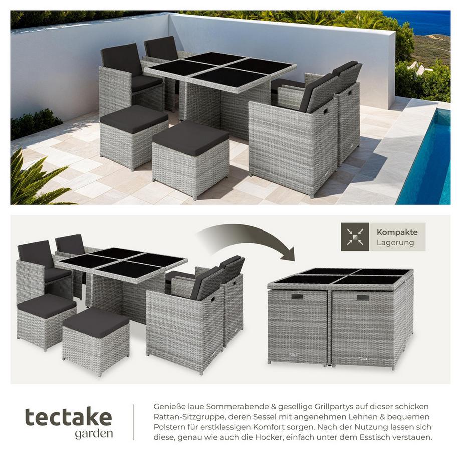 Tectake Salon de jardin MANHATTAN avec cadre en aluminium  