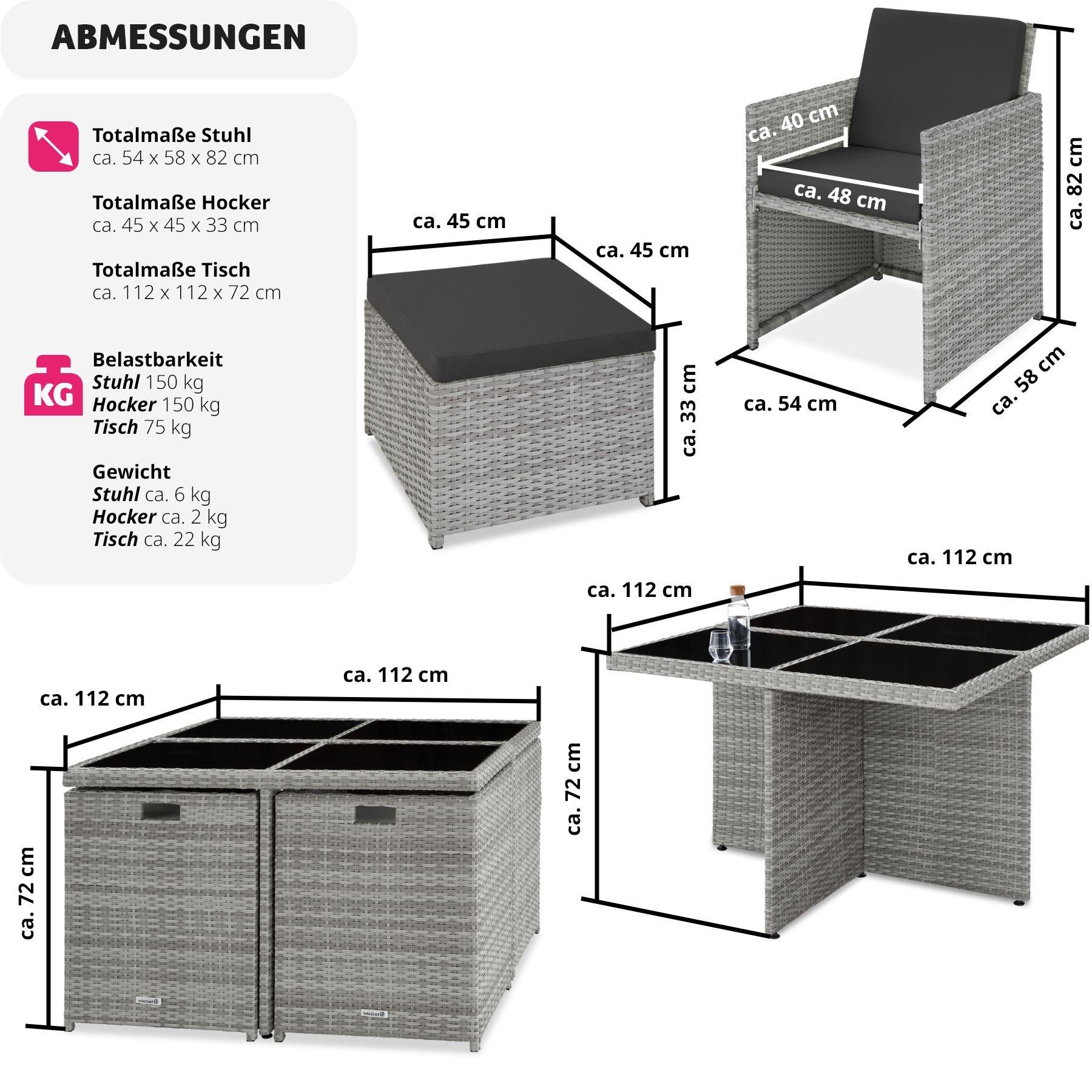 Tectake set da giardino in rattan e alluminio Manhattan  