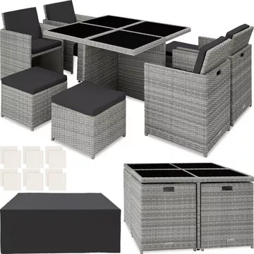 set da giardino in rattan e alluminio Manhattan