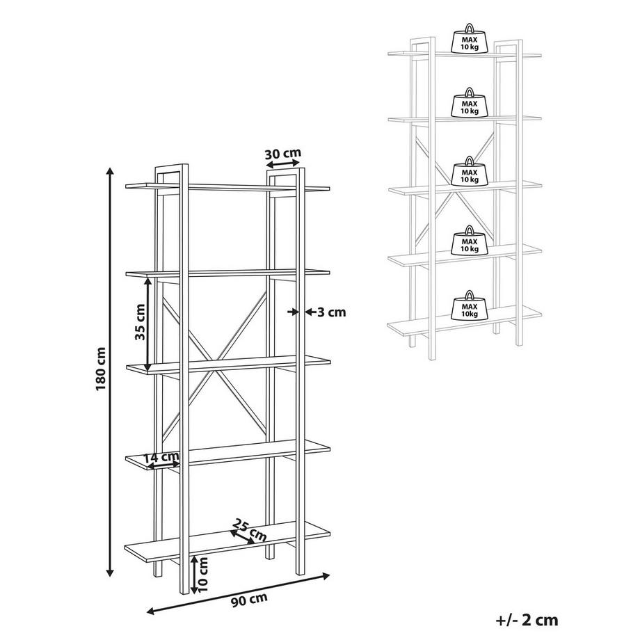 Beliani Mobile con 5 ripiani en Fibra a media densità (MDF) Industriale DARBY  