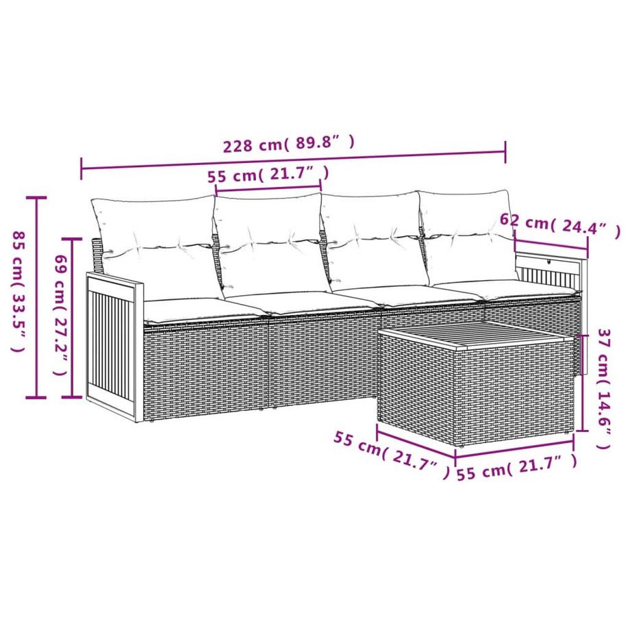 VidaXL set divano da giardino Polirattan  