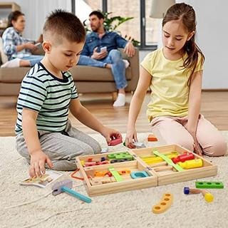 Activity-board  Werkzeugkoffer Kinder Spielzeug Holzspielzeug Werkzeug Werkbank Kinder Koffer Kinderspielzeug 