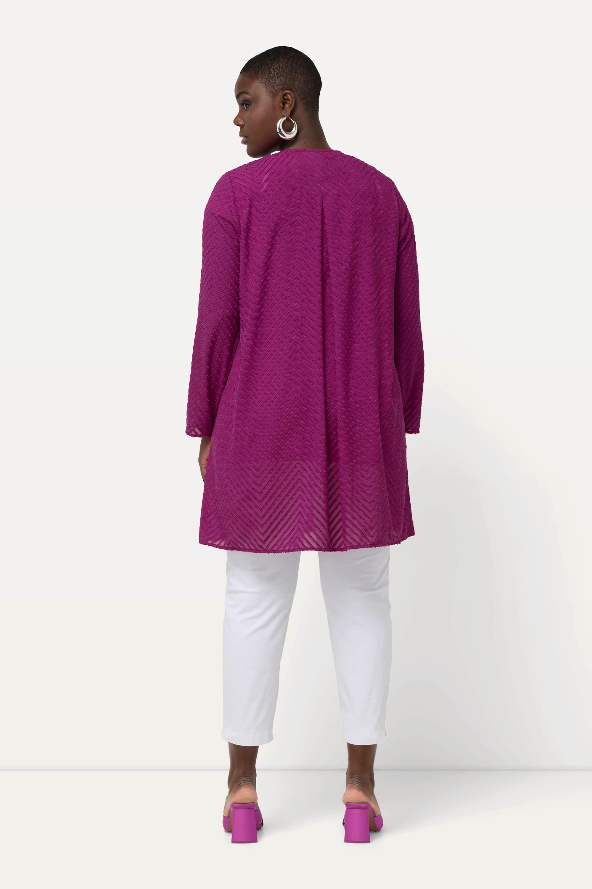 Ulla Popken Indoorjacke 3D Zackenmuster A-Linie V-Ausschnitt  