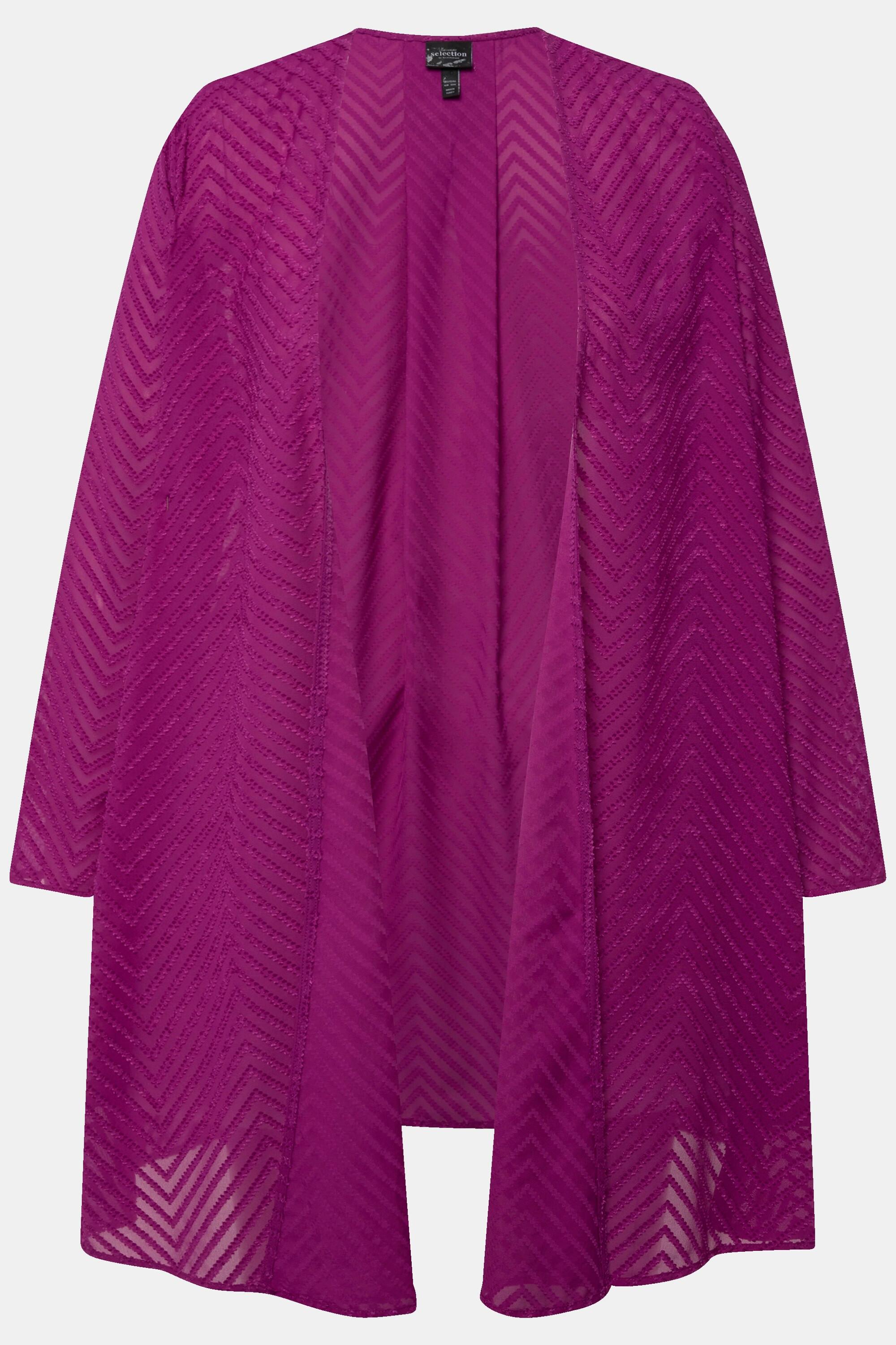 Ulla Popken Indoorjacke 3D Zackenmuster A-Linie V-Ausschnitt  