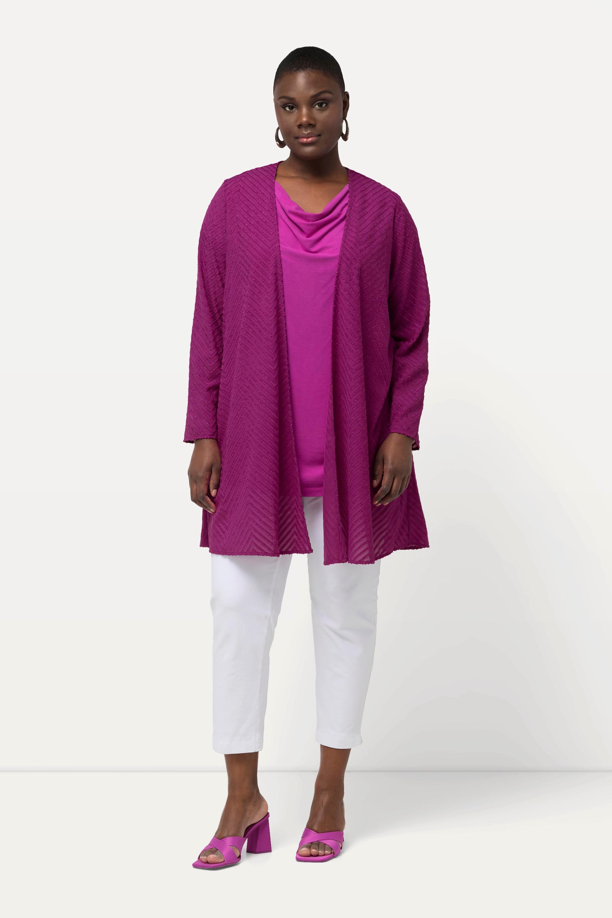 Ulla Popken Indoorjacke 3D Zackenmuster A-Linie V-Ausschnitt  