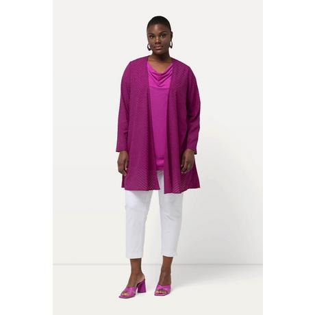 Ulla Popken Indoorjacke 3D Zackenmuster A-Linie V-Ausschnitt  