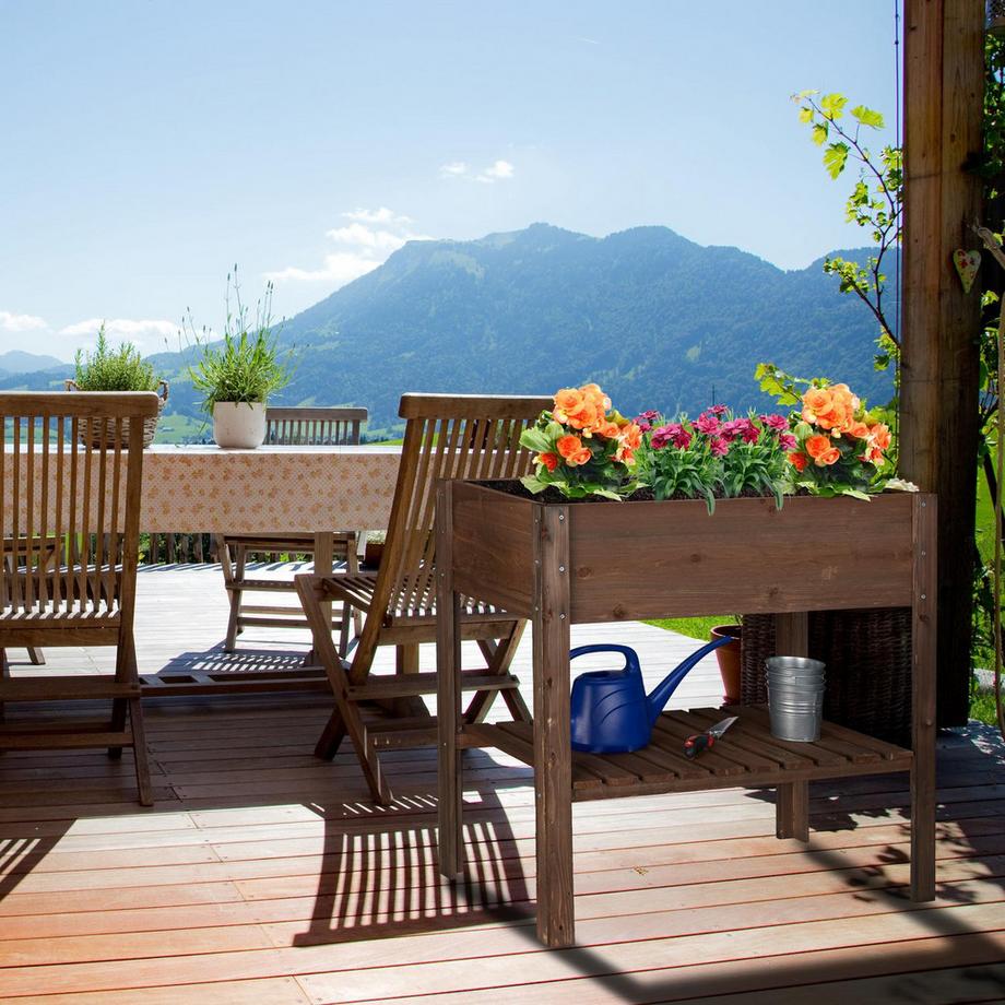 B2X Blumentisch aus dunklem Holz  