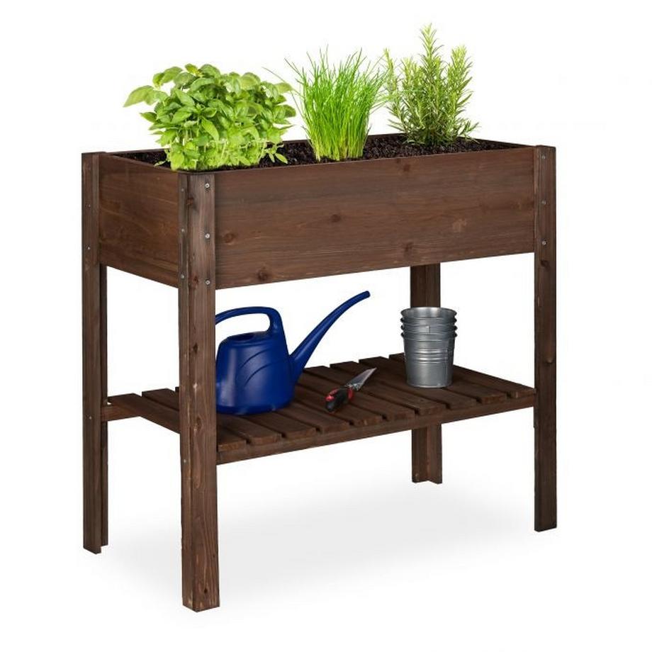 B2X Blumentisch aus dunklem Holz  