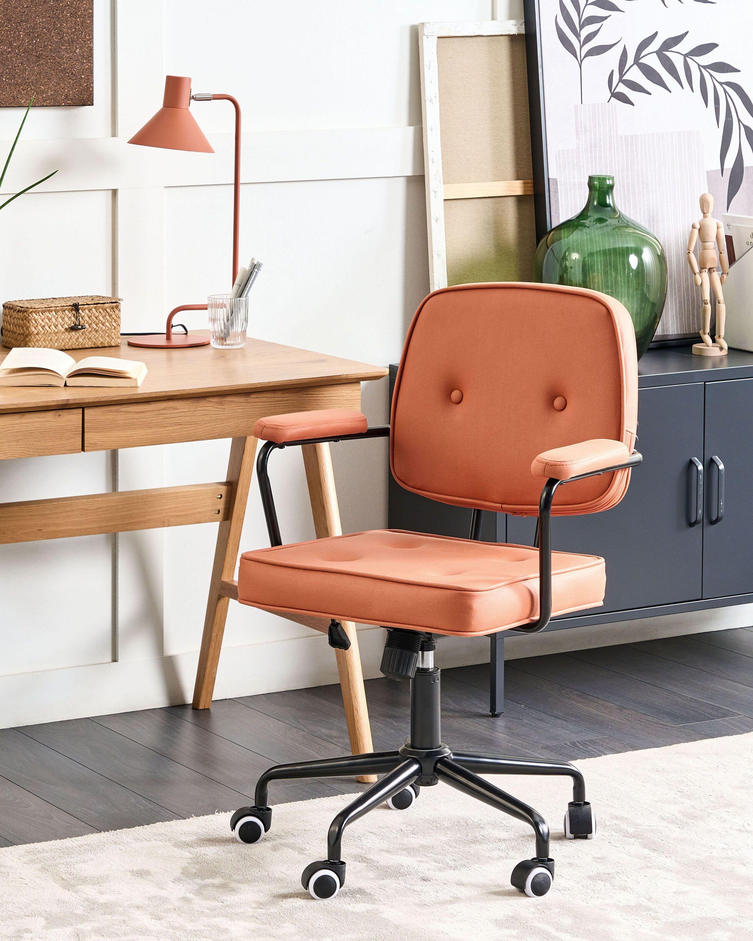 Beliani Chaise de bureau en Cuir PU Rétro PAWNEE  