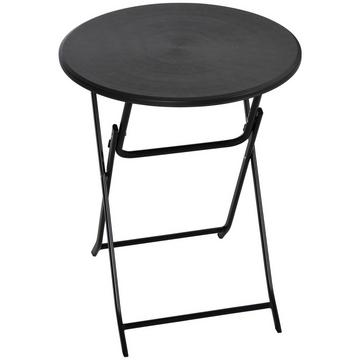 Table De Jardin, Table Pliante Ronde, Table D'Appoint Ø60 Cm, Table À Manger De Jardin Avec Aspect Bois Décoratif, Pour Balcon, Terrasse, Gris Foncé