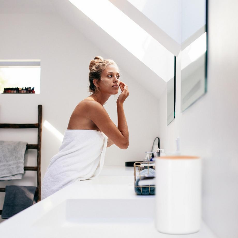 Northio Cestino per cosmetici con coperchio girevole in bambù  