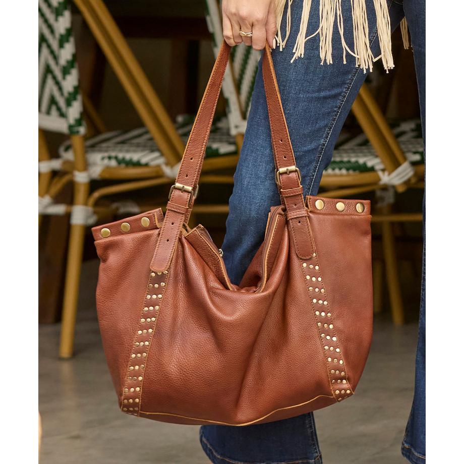 Joe Browns Borsa in Pelle Lavata Fibbia Rivetto  