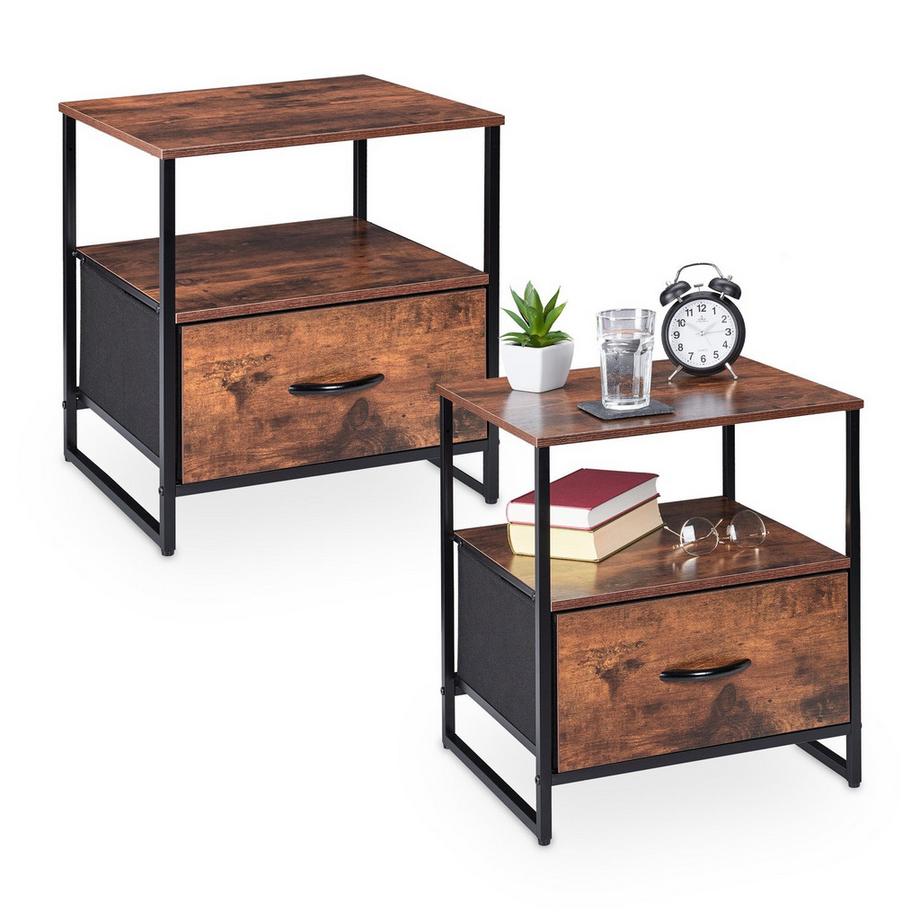 Ensemble de 2 tables de chevet industrielles