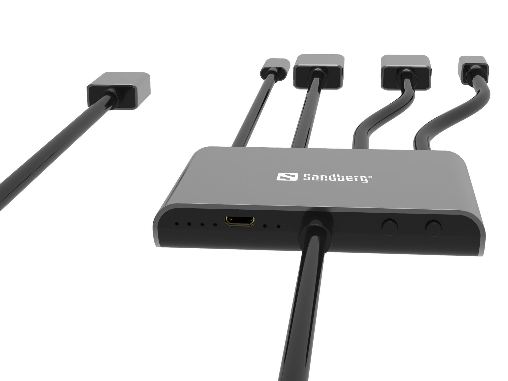 Sandberg  Sandberg 509-21 cavo e adattatore video 2 m HDMI tipo A (Standard) DisplayPort + Mini DisplayPort + HDMI + USB Type-C Nero 