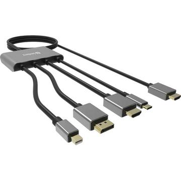 Sandberg 509-21 câble vidéo et adaptateur 2 m HDMI Type A (Standard) DisplayPort + Mini DisplayPort + HDMI + USB Type-C Noir