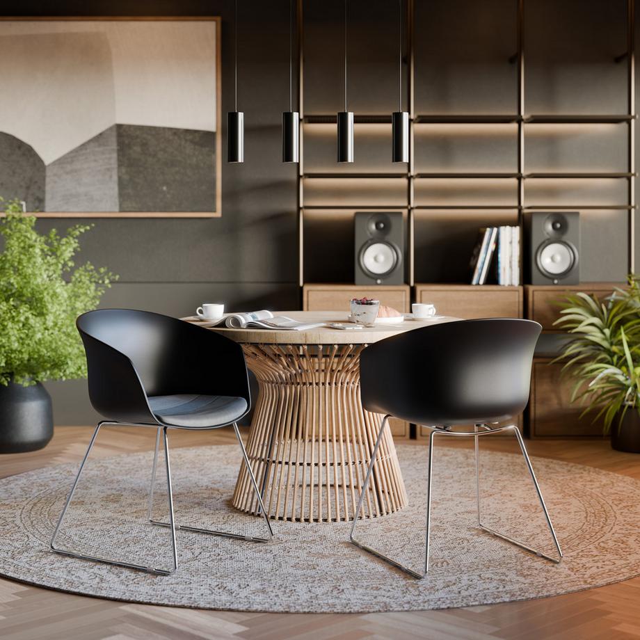Tectake Chaises avec accoudoirs en plastique LOGART assise en plastique rembourrée  