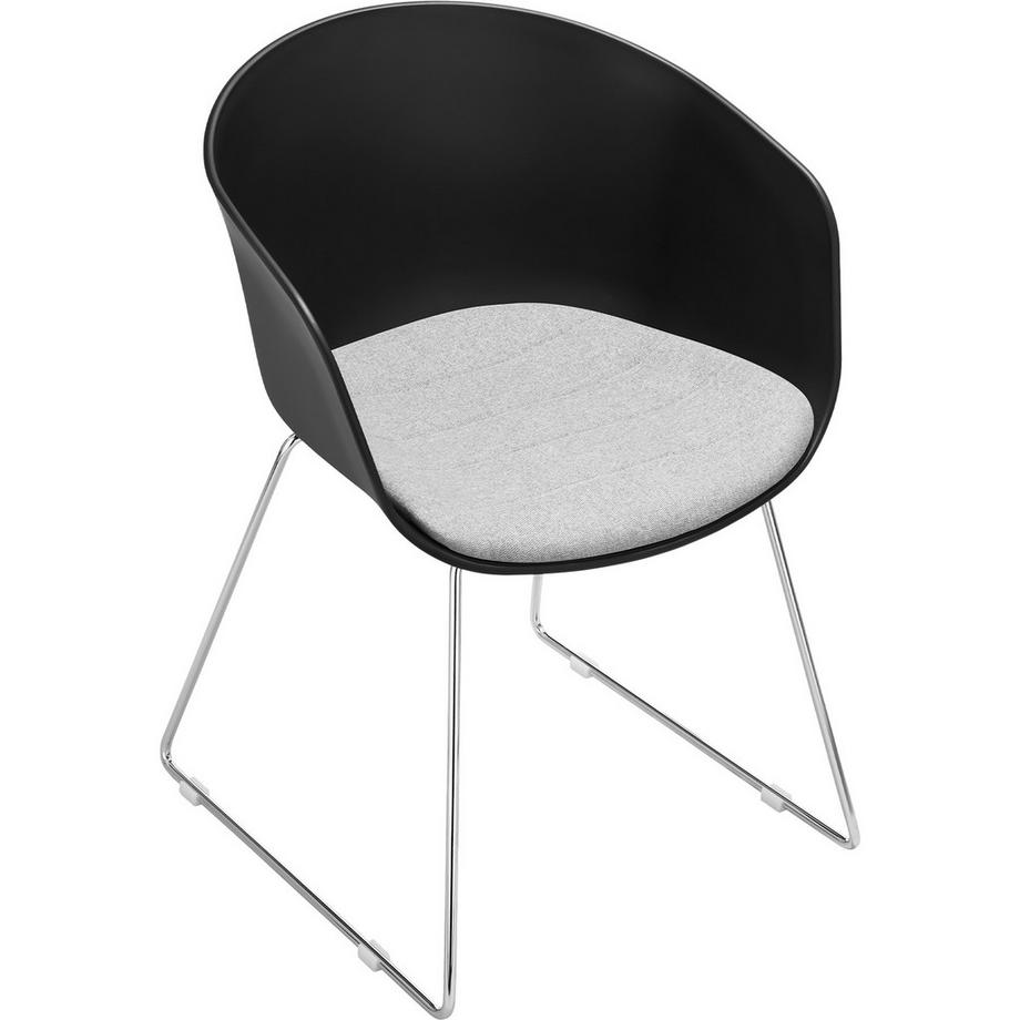 Tectake Chaises avec accoudoirs en plastique LOGART assise en plastique rembourrée  