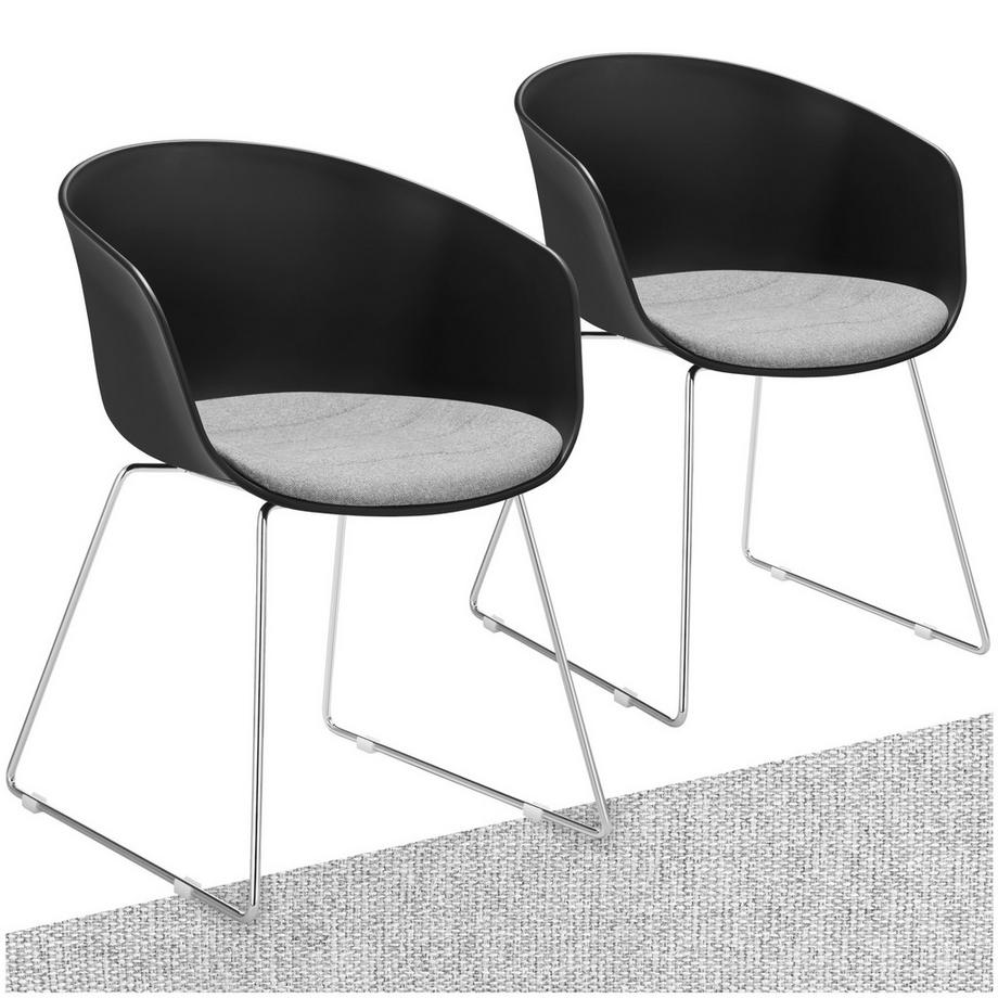 Chaises avec accoudoirs en plastique LOGART assise en plastique rembourrée