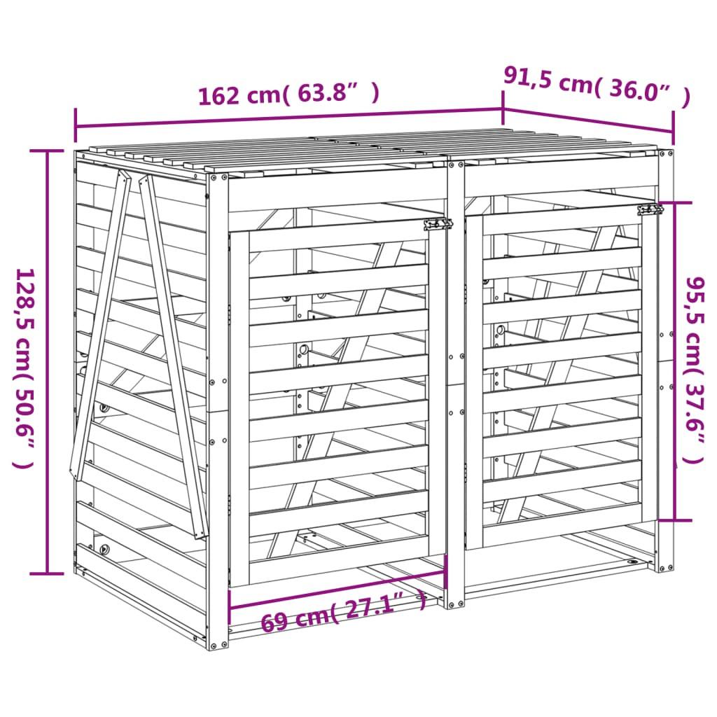 VidaXL Abri pour poubelles double à roulettes bois  