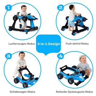 Northix  4 in 1 Lauflernwagen Klappbarer Lauflernwagen 73 x 61 x 51,5/53,5/55,5 cm Blau 