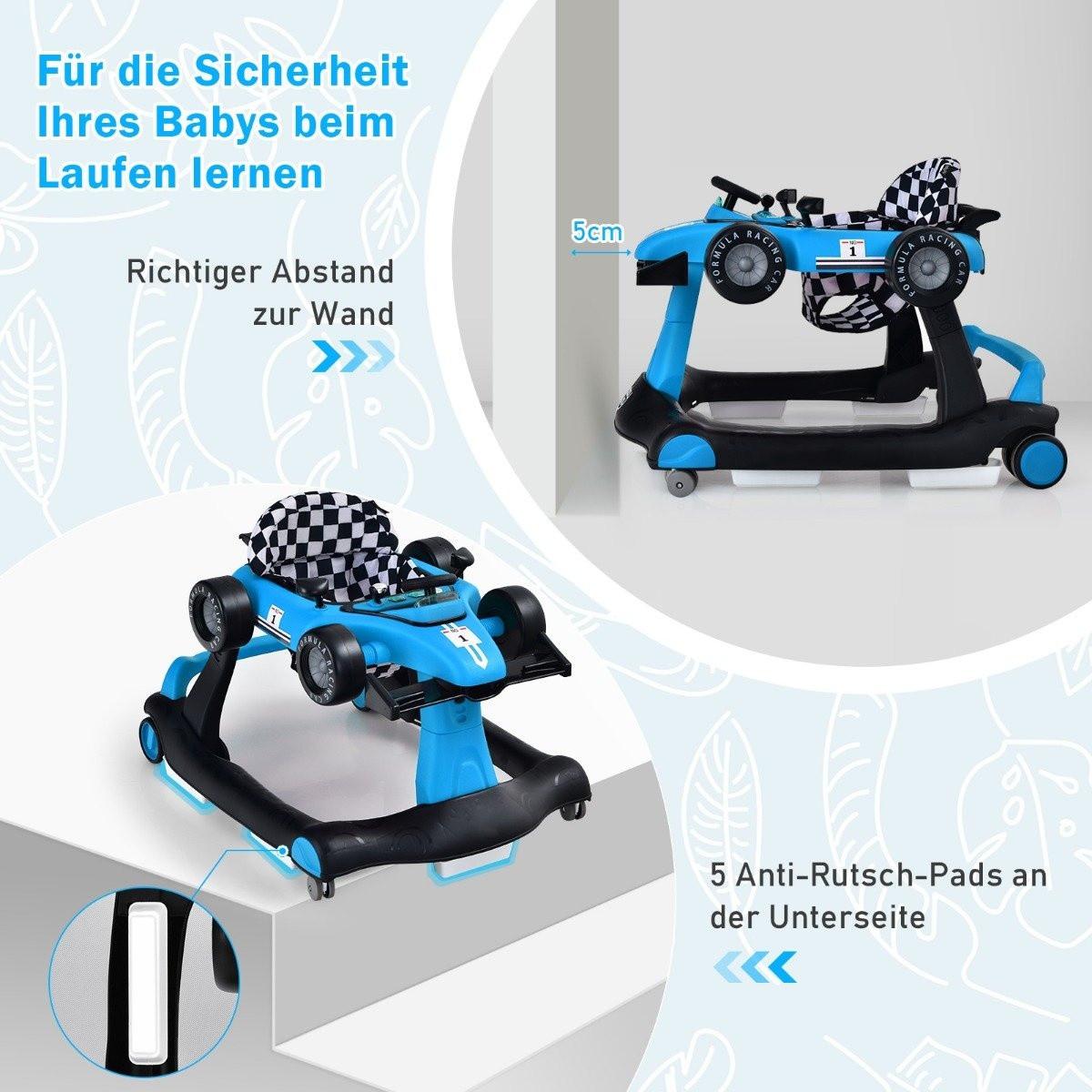 Northix  4 in 1 Lauflernwagen Klappbarer Lauflernwagen 73 x 61 x 51,5/53,5/55,5 cm Blau 