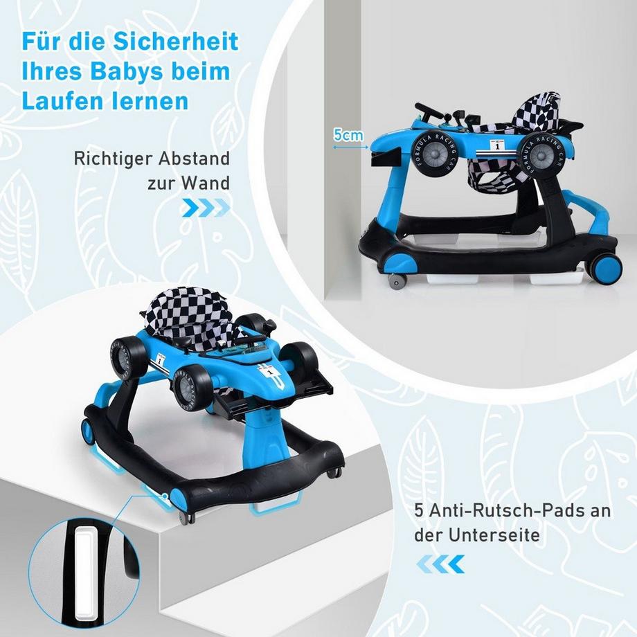 Northix  4 in 1 Lauflernwagen Klappbarer Lauflernwagen 73 x 61 x 51,5/53,5/55,5 cm Blau 