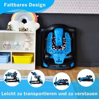 Northix  4 in 1 Lauflernwagen Klappbarer Lauflernwagen 73 x 61 x 51,5/53,5/55,5 cm Blau 