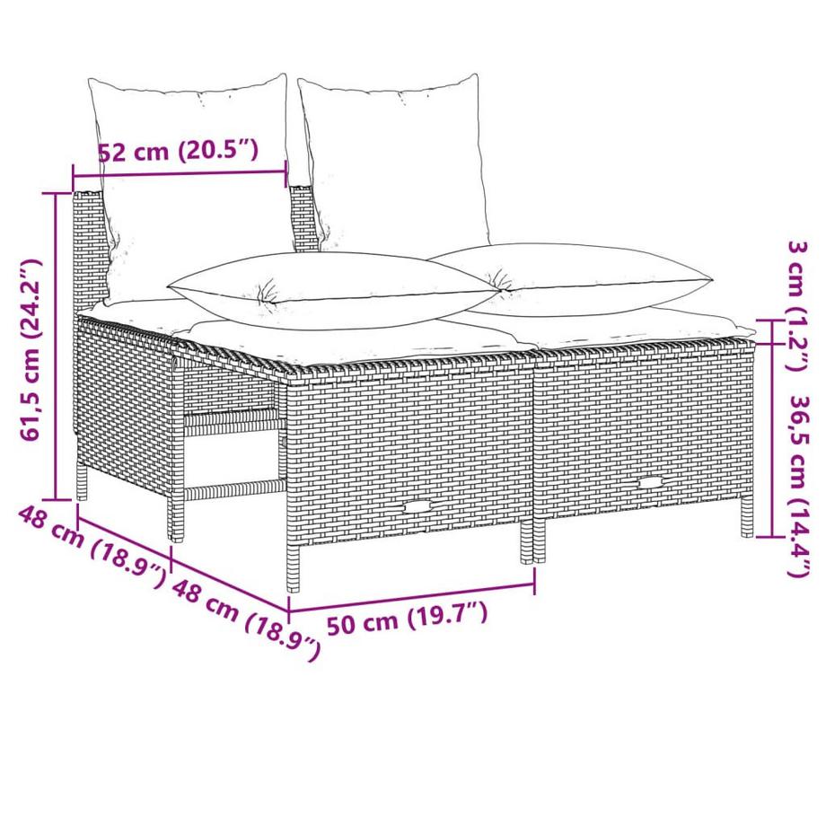 VidaXL Ensemble de canapés de jardin rotin synthétique  