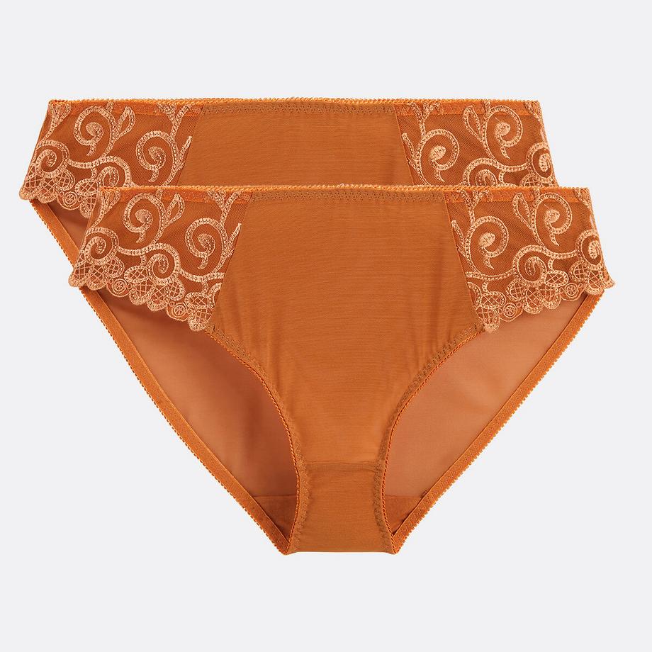 La Redoute Collections Lot de 2 Slips en tulle uni et tulle brodé Lyssa  