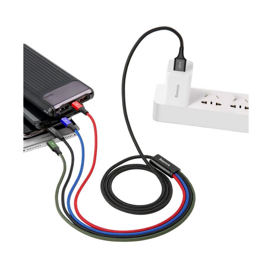 Baseus  4in1 USB-A zu 2 x USB-C + Lightning + Micro-USB Kabel 1.2m 