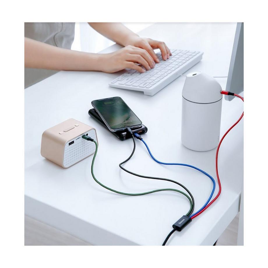 Baseus  4in1 USB-A zu 2 x USB-C + Lightning + Micro-USB Kabel 1.2m 