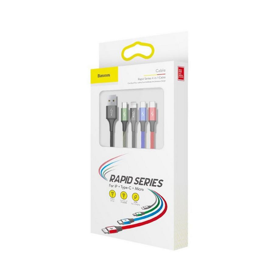 Baseus  4in1 USB-A zu 2 x USB-C + Lightning + Micro-USB Kabel 1.2m 