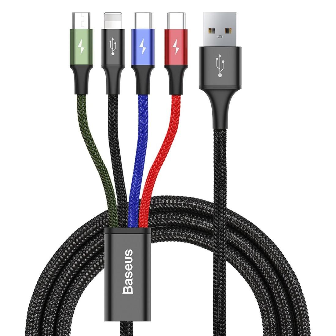 Baseus  4in1 USB-A zu 2 x USB-C + Lightning + Micro-USB Kabel 1.2m 