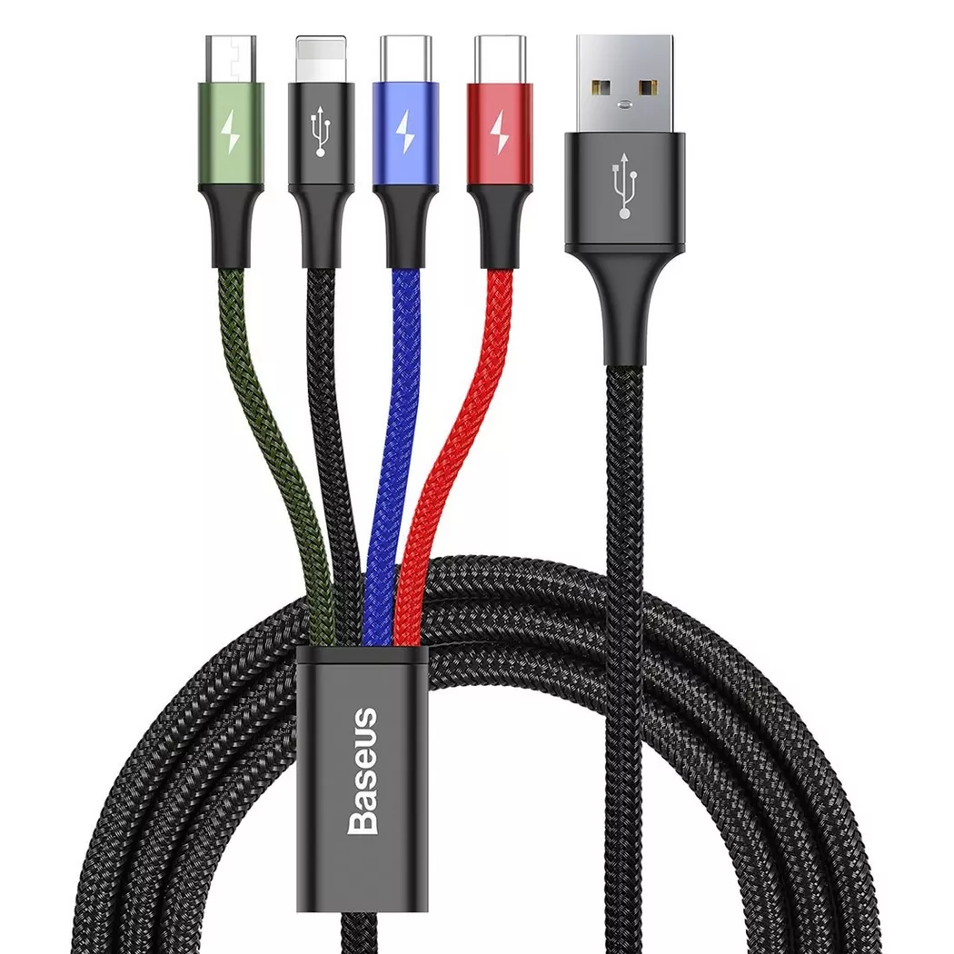 Baseus Fast USB Cable 4in1 2xUSB-C / Lightning / Micro 3.5A 1.2m - Black