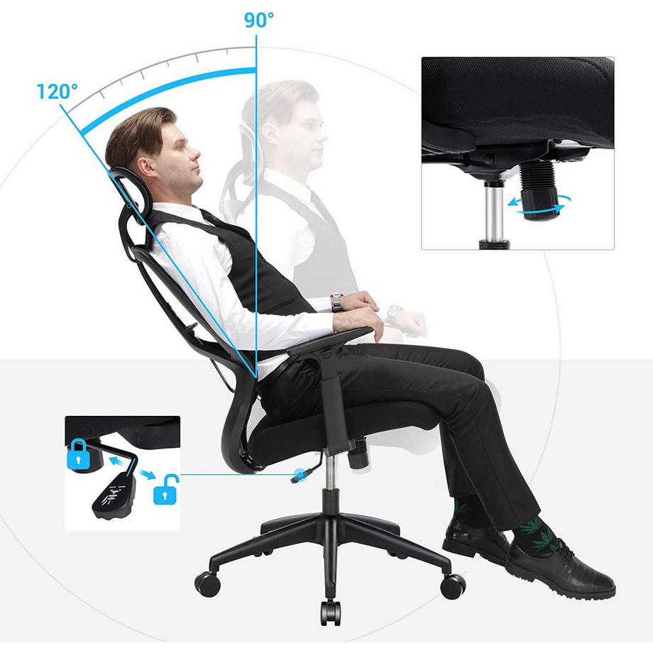 Pricenet  Ergonomischer Bürostuhl mit verstellbarer Kopfstütze 