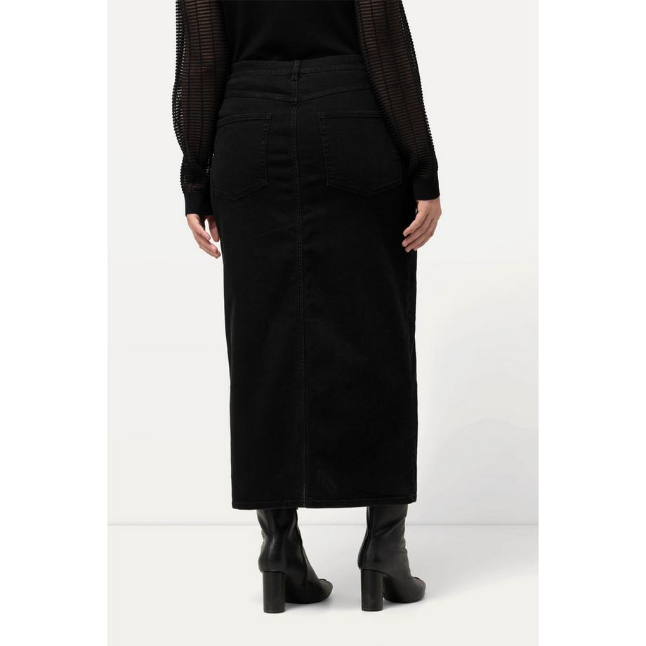 Ulla Popken Jeans Midirock Saumschlitz Komfortbund  