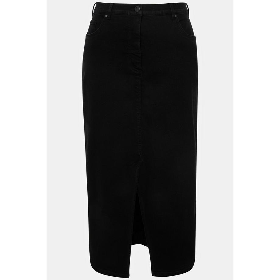 Ulla Popken Jeans Midirock Saumschlitz Komfortbund  